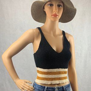 Retro Style Sweater Knit Colorblock Tank